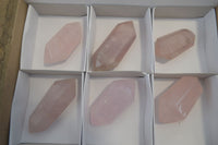 Polished Gemmy Double Terminated Rose Quartz Points x 6 From Antsirabe, Madagascar