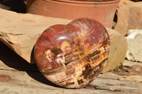 Polished Large Petrified Red Podocarpus Wood Hearts  x 2 From Mahajanga, Madagascar - TopRock