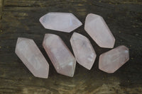 Polished Gemmy Double Terminated Rose Quartz Points x 6 From Antsirabe, Madagascar