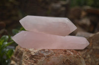 Polished Double Terminated Pink Rose Quartz Points  x 4 From Ambatondrazaka, Madagascar - TopRock