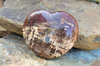 Polished Large Petrified Red Podocarpus Wood Hearts  x 2 From Mahajanga, Madagascar - TopRock