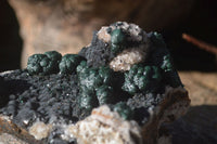 Natural Rare Ball Malachite On Drusy Quartz & Dolomite Specimen x 1 From Kambove, Congo