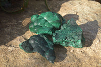 Natural Crystalline Botryoidal Malachite Specimens  x 3 From Congo