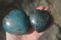 Polished Blue Apatite Gemstone Hearts  x 3 From Madagascar - Toprock Gemstones and Minerals 