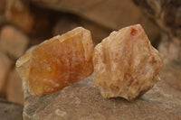 Natural Honey Aragonite Etched & Cobbed Pieces  x 12 From Namibia