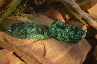 Natural Chatoyant Silky Malachite Specimens  x 2 From Kasompe, Congo