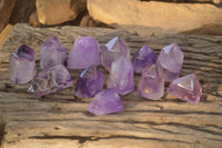 Polished Small Window Amethyst Quartz Points x 12 From Madagascar