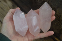 Polished Gemmy Double Terminated Rose Quartz Points x 6 From Antsirabe, Madagascar