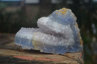 Natural Blue Lace Agate Geode Specimens  x 3 From Malawi - Toprock Gemstones and Minerals 