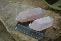 Polished Gemmy Double Terminated Rose Quartz Points x 6 From Antsirabe, Madagascar