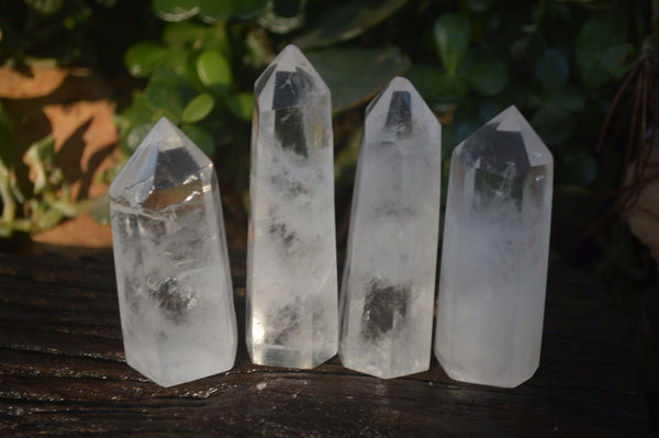 Polished Icy Clear Quartz Points x 6 From Madagascar