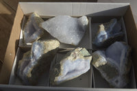 Natural Blue Lace Agate Geode Specimens  x 6 From Nsanje, Malawi