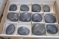 Polished  Blue Lazulite Palm Stones  x 12 From Madagascar