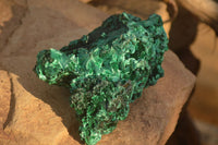 Natural Chatoyant Silky Malachite Specimens  x 2 From Kasompe, Congo