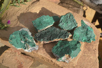 Natural Crystalline Malachite Specimens  x 6 From Congo