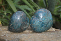 Polished Blue Apatite Gemstone Hearts  x 3 From Madagascar - Toprock Gemstones and Minerals 