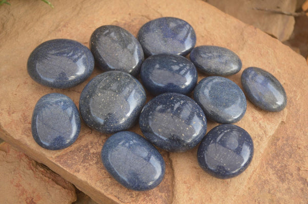 Polished  Blue Lazulite Palm Stones  x 12 From Madagascar