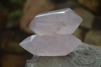 Polished Gemmy Double Terminated Rose Quartz Points x 6 From Antsirabe, Madagascar