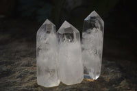 Polished Icy Clear Quartz Points x 6 From Madagascar