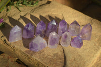 Polished Small Window Amethyst Points x 12 From Ankazobe, Madagascar