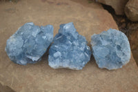 Natural Blue Celestite Crystal Specimens  x 3 From Madagascar - Toprock Gemstones and Minerals 