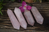 Polished Double Terminated Pink Rose Quartz Points  x 4 From Ambatondrazaka, Madagascar - TopRock