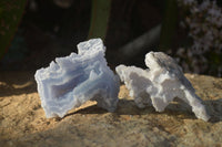 Natural Etched Blue Chalcedony Specimens  x 12 From Nsanje, Malawi