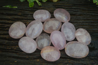 Polished Gemmy Pink Rose Quartz Palm Stones  x 12 From Madagascar - Toprock Gemstones and Minerals 