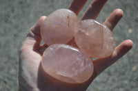 Polished Gemmy Pink Rose Quartz Palm Stones  x 12 From Madagascar - Toprock Gemstones and Minerals 