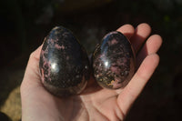 Polished Rhodonite Gemstone Eggs x 6 From Madagascar