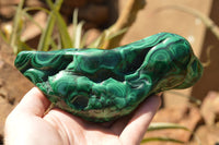 Polished Malachite Free Forms With Stunning Flower & Banding Patterns x 3 From Congo - TopRock