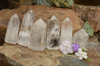 Polished Clear Quartz Crystal Points x 6 From Madagascar - TopRock