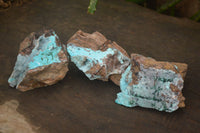 Natural Drusy Coated Chrysocolla & Malachite Specimens x 3 From Likasi, Congo