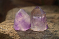 Polished Small Window Amethyst Quartz Points x 12 From Madagascar