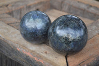 Polished Rare Iolite / Water Sapphire Spheres  x 2 From Madagascar - Toprock Gemstones and Minerals 