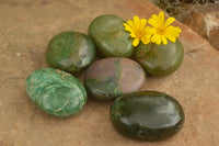 Polished Green Verdite Palm Stones  x 3 From Zimbabwe - TopRock