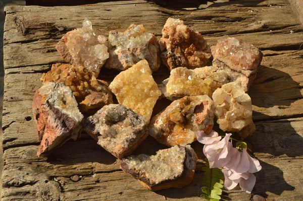 Natural Golden Limonite / Lemonite Quartz Clusters x 12 From Solwezi, Zambia - TopRock