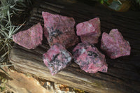 Natural Rough Red Rhodonite Specimens x 6 From Karoi, Zimbabwe