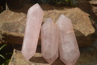 Polished Double Terminated Pink Rose Quartz Points  x 4 From Ambatondrazaka, Madagascar - TopRock