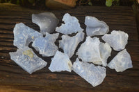 Natural Etched Blue Chalcedony Specimens  x 12 From Nsanje, Malawi