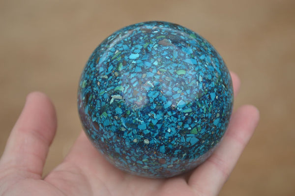 Polished Conglomerate Chrysocolla Spheres With Azurite & Malachite  x 1 From Congo