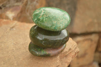 Polished Green Verdite Palm Stones  x 3 From Zimbabwe - TopRock