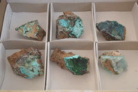 Natural Drusy Coated Chrysocolla & Malachite Specimens x 6 From Likasi, Congo