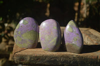 Polished Stichtite & Serpentine Standing Free Forms With Silky Purple Threads  x 3 From Barberton, South Africa - Toprock Gemstones and Minerals 