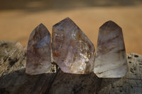 Polished Large Smokey Window Quartz Crystals x 6 From Ankazobe, Madagascar