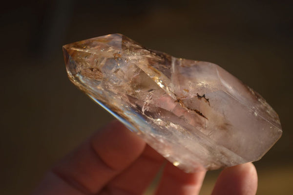 Polished Smokey Amethyst Window Quartz Crystals x 6 From Ankazobe, Madagascar