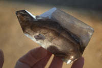 Polished Smokey Amethyst Window Quartz Crystals x 6 From Ankazobe, Madagascar