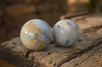 Polished Blue Spotted Spinel Quartz Spheres x 8 From Madagascar