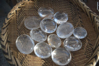 Polished Semi Optic Clear Quartz Galet / Palm Stones x 12 From Madagascar