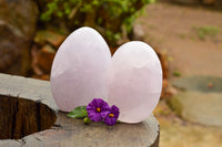 Polished Rare Blue Rose Quartz Standing Free Forms  x 2 From Ambatondrazaka, Madagascar - TopRock